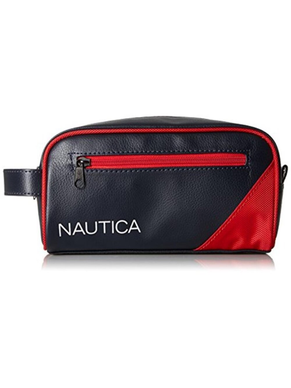 Mens Travel Toiletry Bag Top Zip Dopp Kit Organizer Vegan Leather Red